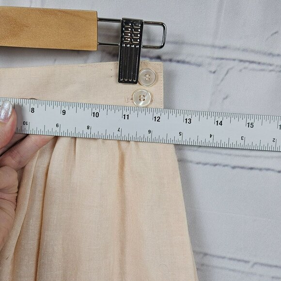 Vintage Prophecy Womens 6 Linen Midi Skirt Peach Boho Pockets Beachy Coastal - Picture 8 of 9